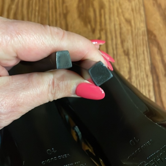 RACHEL ZOE Sam black patent leather 3 strap heeled pump point toe size 10 - Picture 9 of 17